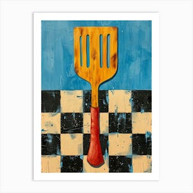 Spatula Blue Checkerboard 4 Art Print