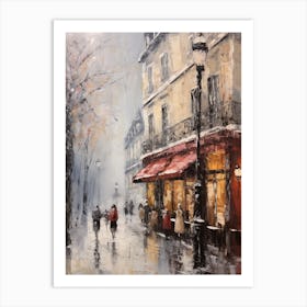 Vintage Winter Painting Paris France 3 Art Print