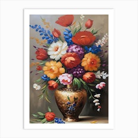 Flowers In A Vintage Vase Art Print Art Print