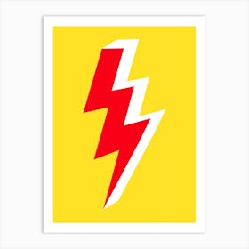 Triple Lightning Thunder Bolt in Red and Yellow Art Print