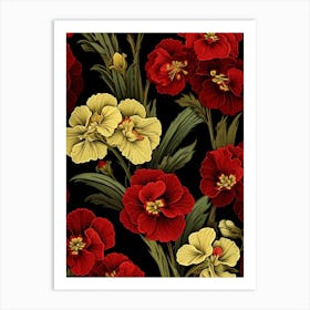 English Primrose 2 William Morris Style Winter Florals Art Print