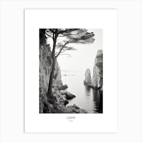 Poster Of Capri, Italy, Black And White Photo 4 Art Print