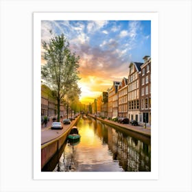 Sunset In Amsterdam Art Print