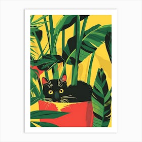 Cute Black Cat in a Plant Pot 13 Art Print