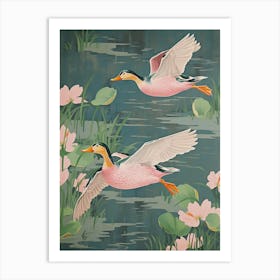 Vintage Japanese Inspired Bird Print Mallard Duck 2 Art Print