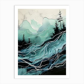 Darck color Acrylic Line Nature Art (2) (1) Art Print