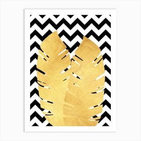 Golden tropical leaves 1 Art Print