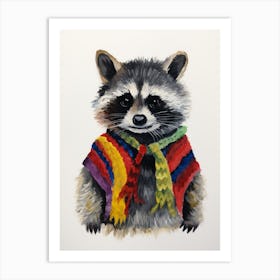 Baby Animal Wearing Sweater Raccoon 1 Art Print