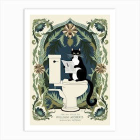 Cat On The Toilet Art Print