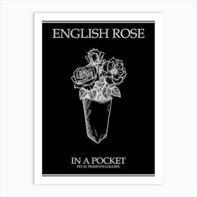 English Rose In A Pocket Line Drawing 2 Poster Inverted Art Print