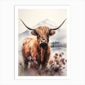 Highland Cow Under The Cloudy Sky 1 Art Print