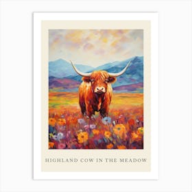 Highland Cow In The Meadow Art Print