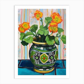 Flowers In A Vase Still Life Painting Portulaca 4 Art Print