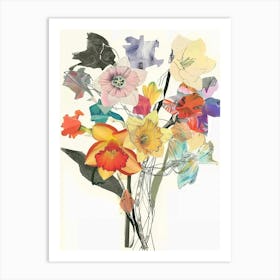 Daffodil 3 Collage Flower Bouquet Art Print