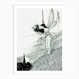 The Mortals Country Fairy Land - Ida Rentoul Outhwaite 1919 - 'The Mortals Country' Original Remastered Drawing for the Book 'Elves and Fairies' Vintage Fairycore Butterfly Fairy Witchy Cottagecore Fairytale Art Print