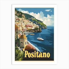 Aihrgdesign A Vintage Travel Poster Of Positano 1 Art Print