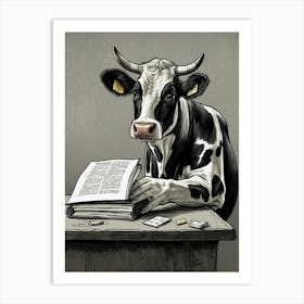 Cow Reading A Book 1 Art Print