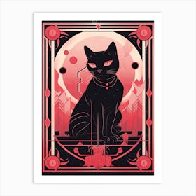 The Emperor Tarot Card, Black Cat In Pink 0 Art Print