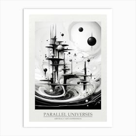 Parallel Universes Abstract Black And White 1 Poster Art Print