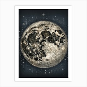 Moon In The Night Sky Art Print