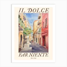 Il Dolce Far Niente Bari, Italy Watercolour Streets 3 Poster Art Print