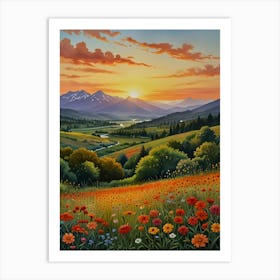 Sunset In The Meadow 15 Art Print