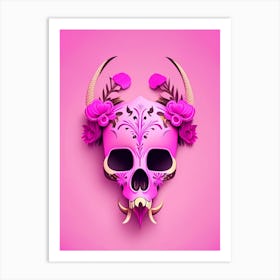 Animal Skull Pink 1 Mexican Art Print