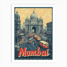 Aihrgdesign A Retro Travel Poster For Mumbai 1 Art Print