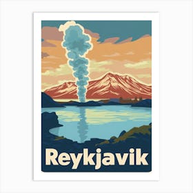 Aihrgdesign A Retro Travel Poster For Reykjavik Featuring The A60e9d07 D7e2 4ad5 Ae9b 4ab9c4a3f91c 1 Art Print