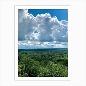 Cumulus Clouds Dominating A Spring Landscape Sunlight Peeks Through The Overcast Sky Casting A Mos (6) Art Print