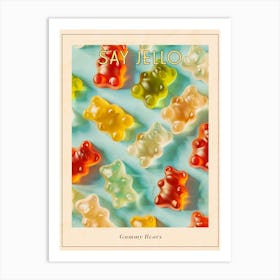 Retro Gummy Bears Candy Sweets Pattern 2 Poster Art Print