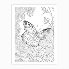 Butterfly In Botanical Gardens William Morris Inspired 3 Art Print