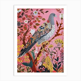 Floral Animal Painting Falcon Art Print