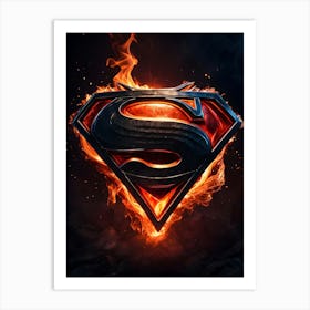 Superman Logo In Flames Art Print