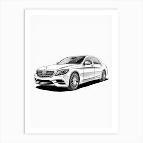Mercedes Benz S Class Line Drawing 9 Art Print