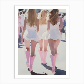 Three Girls In Pink Boots Art Print