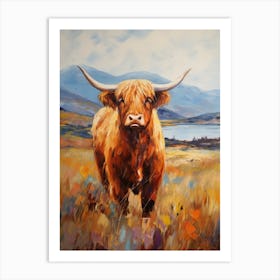 Colourful Impressionism Style Painting Of A Highland Cow 3 Art Print