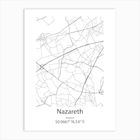 Nazareth,Belgium Minimalist Map Art Print