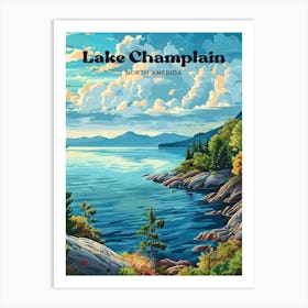 Lake Champlain Fossil Reef Travel Illustration Art Print