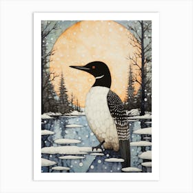 Winter Bird Painting Common Loon 2 Art Print