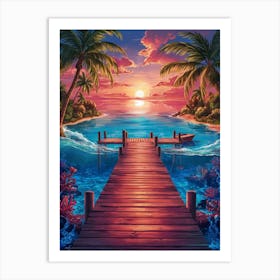 Sunset At The Beach 14 Art Print