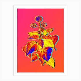 Neon Common Ivy Botanical in Hot Pink and Electric Blue n.0218 Art Print