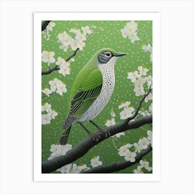 Ohara Koson Inspired Bird Painting Cowbird 3 Art Print