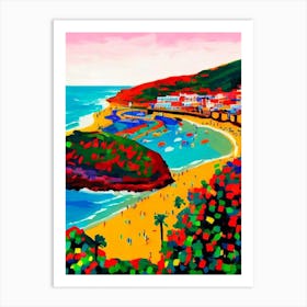 Amadores Beach, Gran Canaria, Spain Hockney Style Art Print