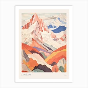 Alpamayo Peru 4 Colourful Mountain Illustration Poster Art Print