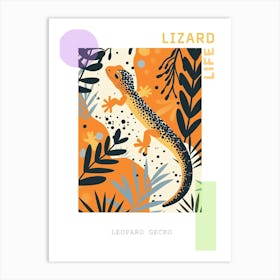 Orange Leopard Gecko Abstract Modern Illustration 4 Poster Art Print