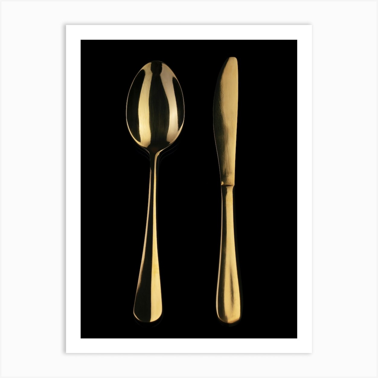 Gold Spoon And Fork Poster