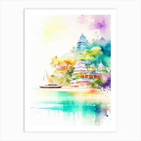 Phuket Thailand Watercolour Pastel Tropical Destination Art Print