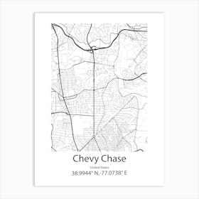 Chevy Chase,United States Minimalist Map Art Print