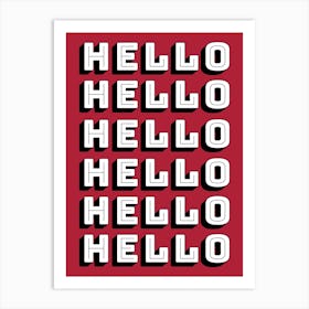 Hello Typography Red Art Print